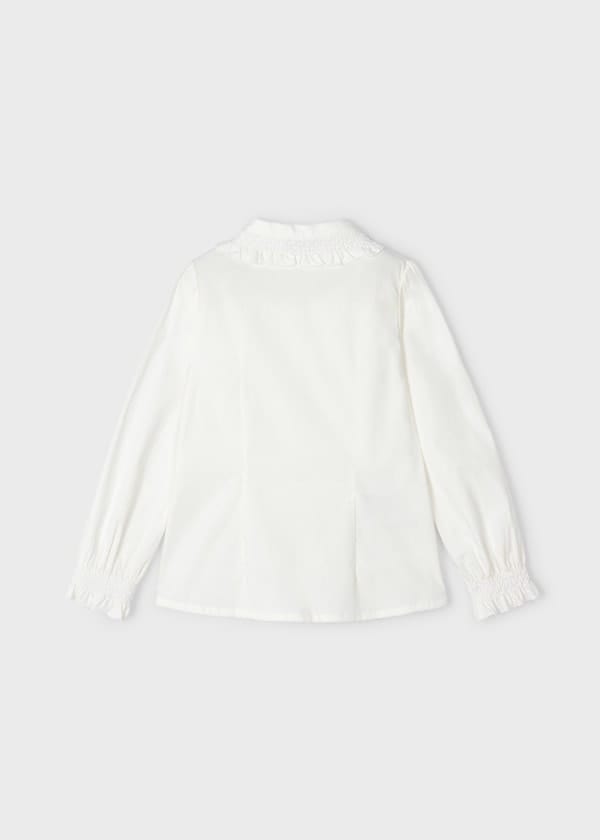 Mayoral Usa Inc Mayoral Poplin Long Sleeve Shirt with Ruffle Trim - Little Miss Muffin Children & Home