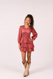 Joyous and Free Gratitude Long Sleeve Dress in Rose Leo Jacquard
