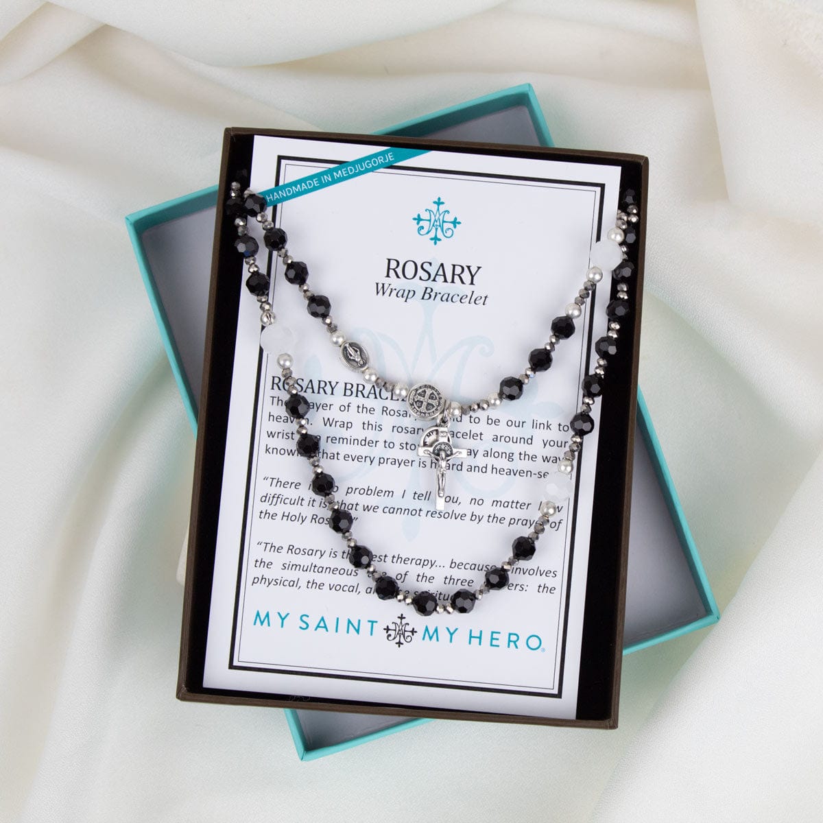 My Saint My Hero My Saint My Hero Miracles Rosary Wrap, Silver/Black - Little Miss Muffin Children & Home