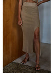 shiny gold midi skirt
