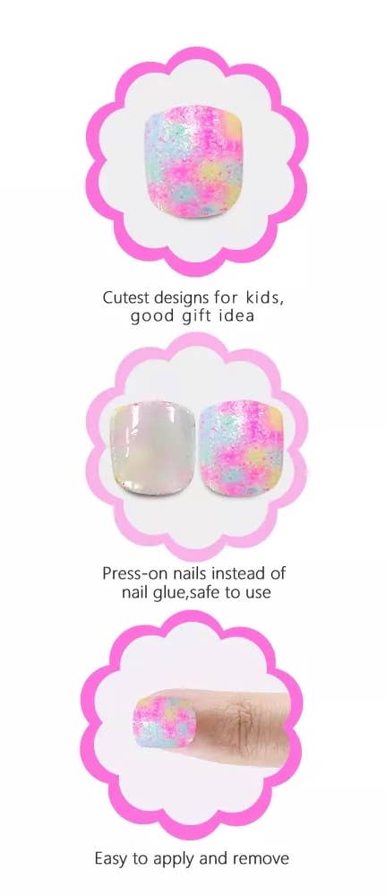 Teal Glitter Stars - Press On Nails Manicure - Stick On