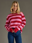 red and pink striped sweater