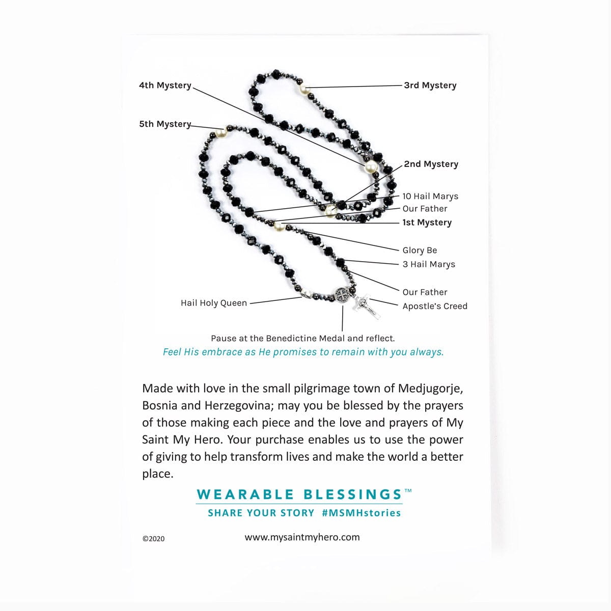 Miracles Rosary Wrap Bracelet - Silver / White