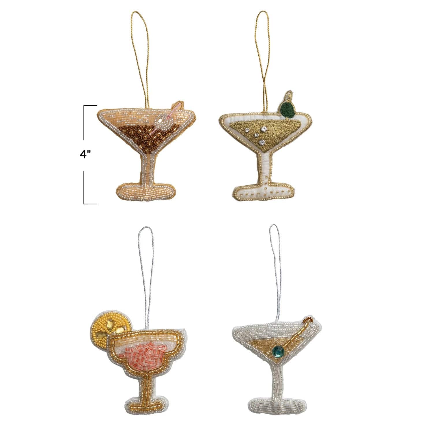 Creative Co-Op Creative Co-Op Beaded Fabric Cocktail Ornament - Little Miss Muffin Children & Home