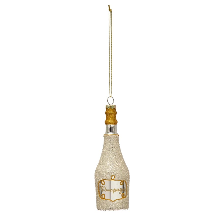 Creative Co-Op Creative Co-op Glass Champagne Bottle Ornament with Glitter - Little Miss Muffin Children & Home