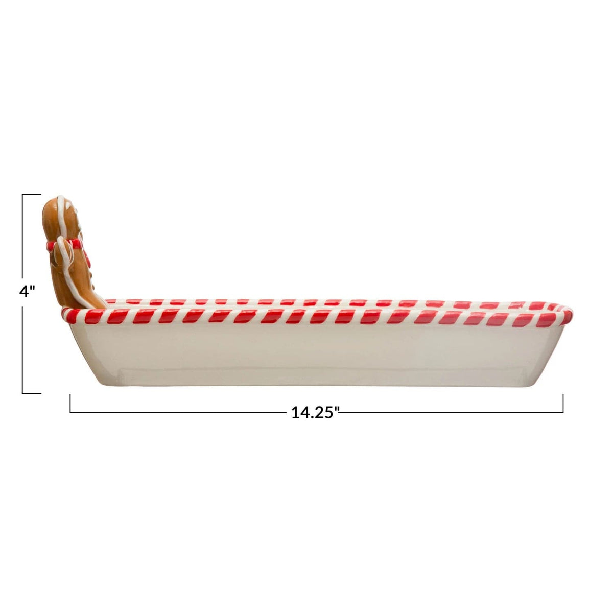 Creative Co-Op Creative Co-op Hand-Painted Ceramic Cracker Dish with Candy Cane Edge & Gingerbread Man - Little Miss Muffin Children & Home