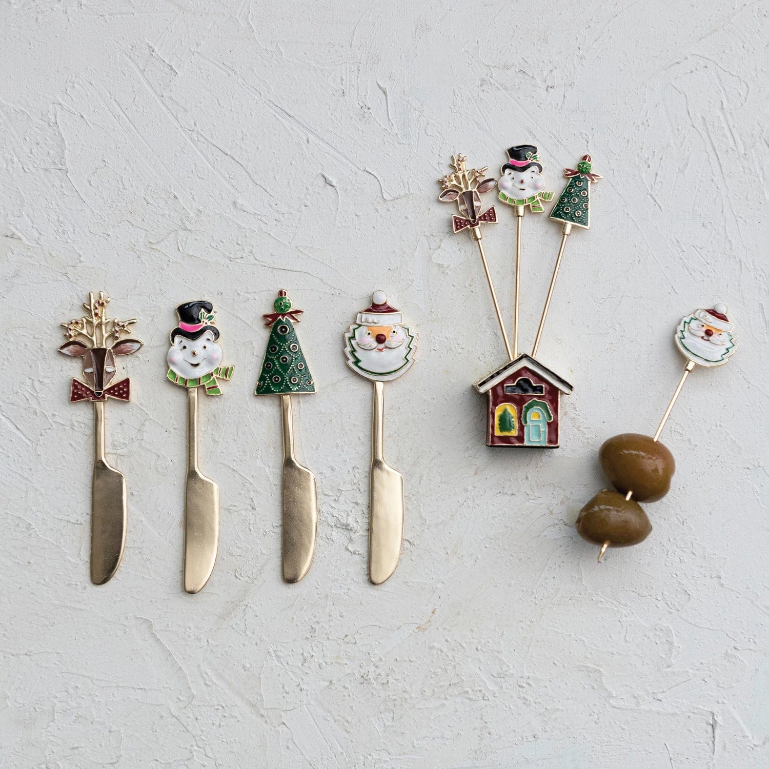 Creative Co-Op Creative Co-op Zinc Alloy Canape Knife with Enameled Holiday Icon Handle - Little Miss Muffin Children & Home