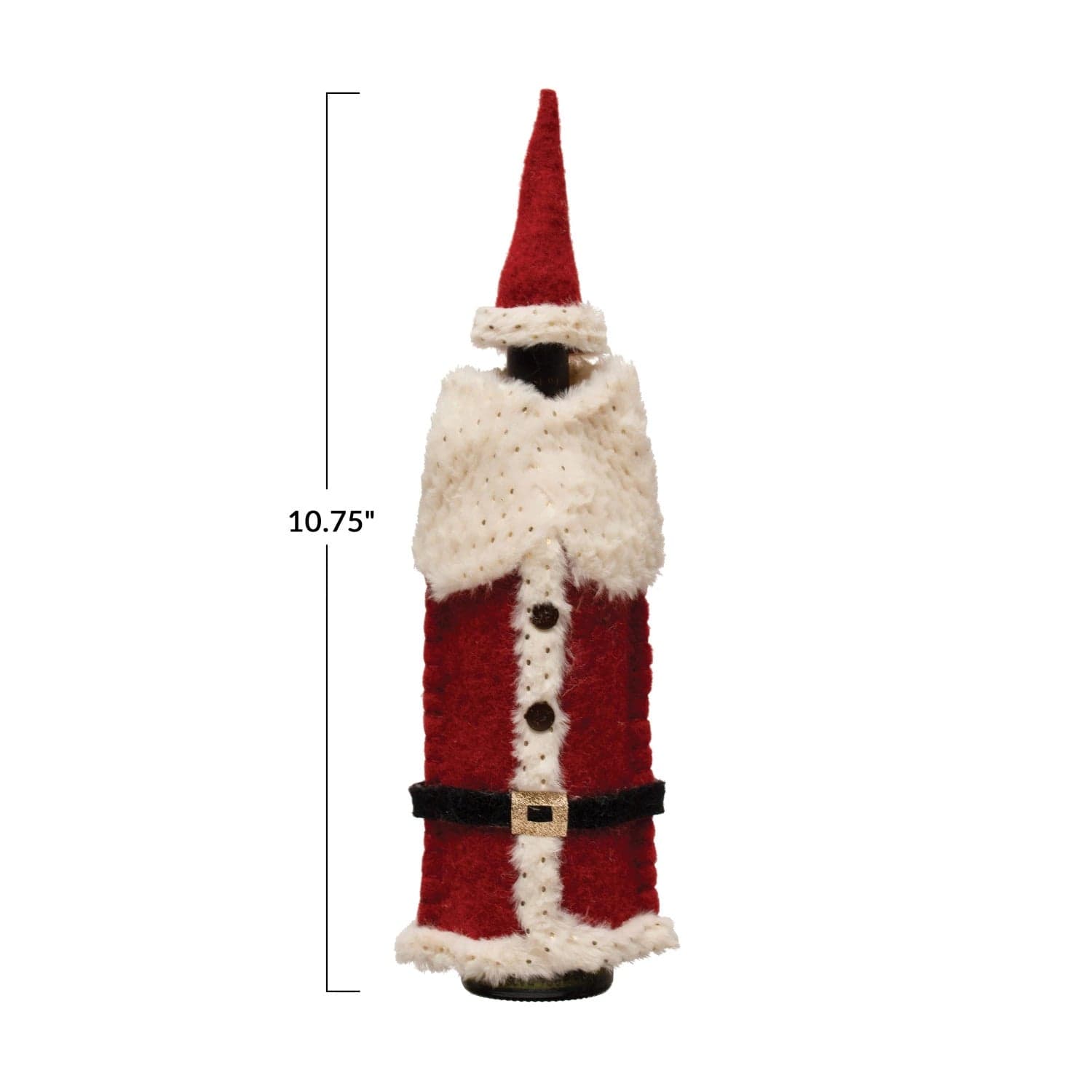 Creative Co-Op Creative C-op Fabric Felt Santa Outfit & Cap Bottle Cover with Buttons & Glitter - Little Miss Muffin Children & Home