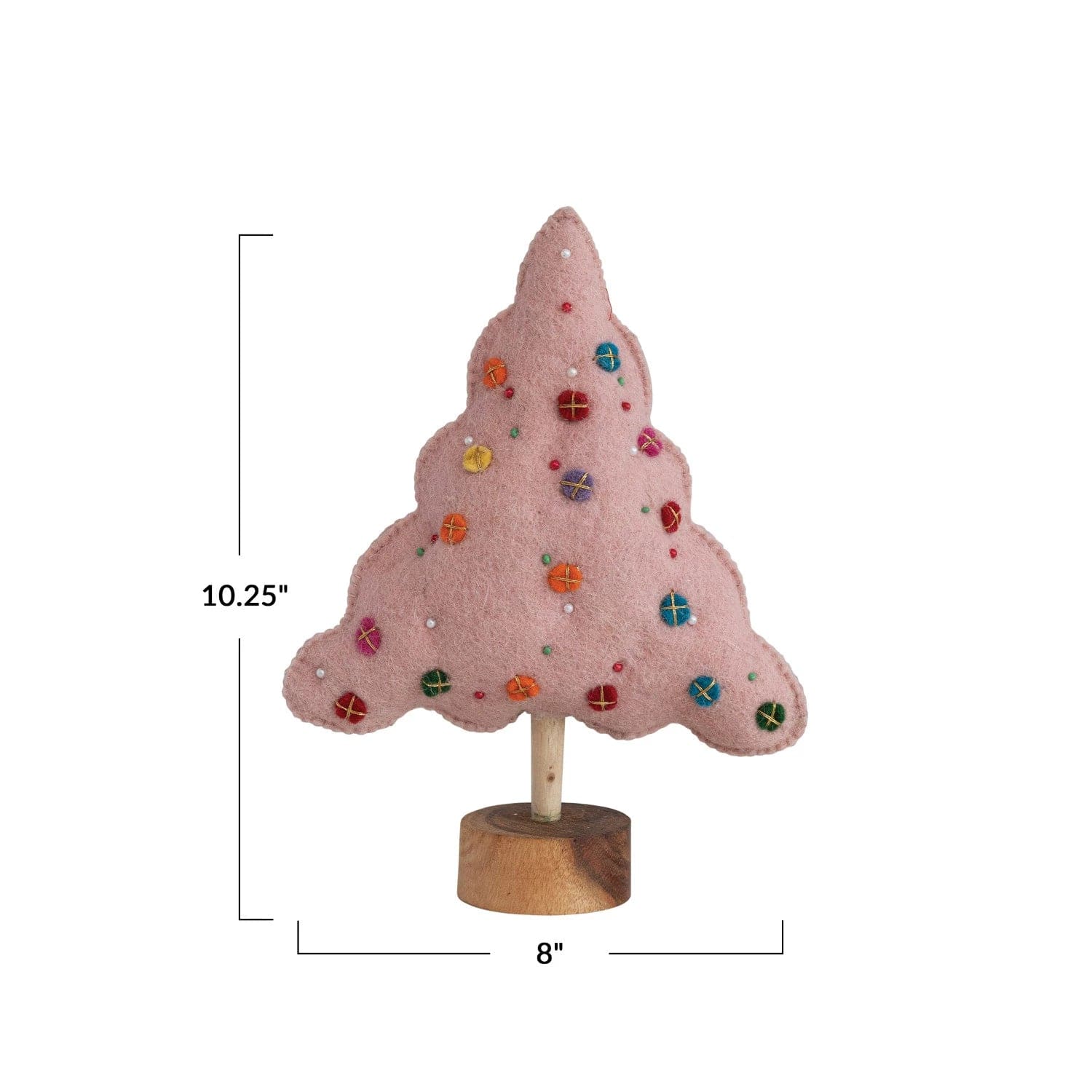 Creative Co-Op Creative Co-op Handmade Beaded Wool Felt Tree with Applique, Embroidery & Wood Base - Little Miss Muffin Children & Home
