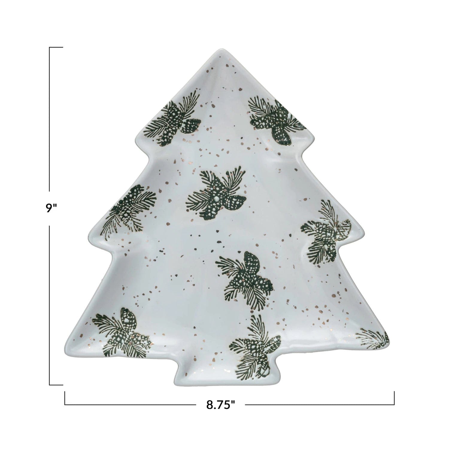 Creative Co-op Creative Co-op Stoneware Tree Shaped Plate with Gold Electroplating, White - Little Miss Muffin Children & Home