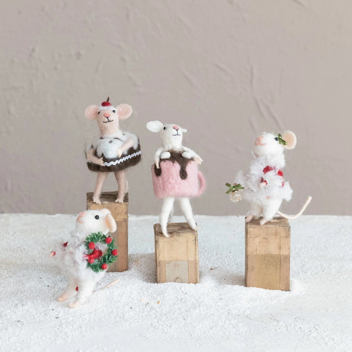 Creative Co-op Creative Co-op Wool Felt Mouse in Santa Outfit, 2 Styles - Little Miss Muffin Children & Home
