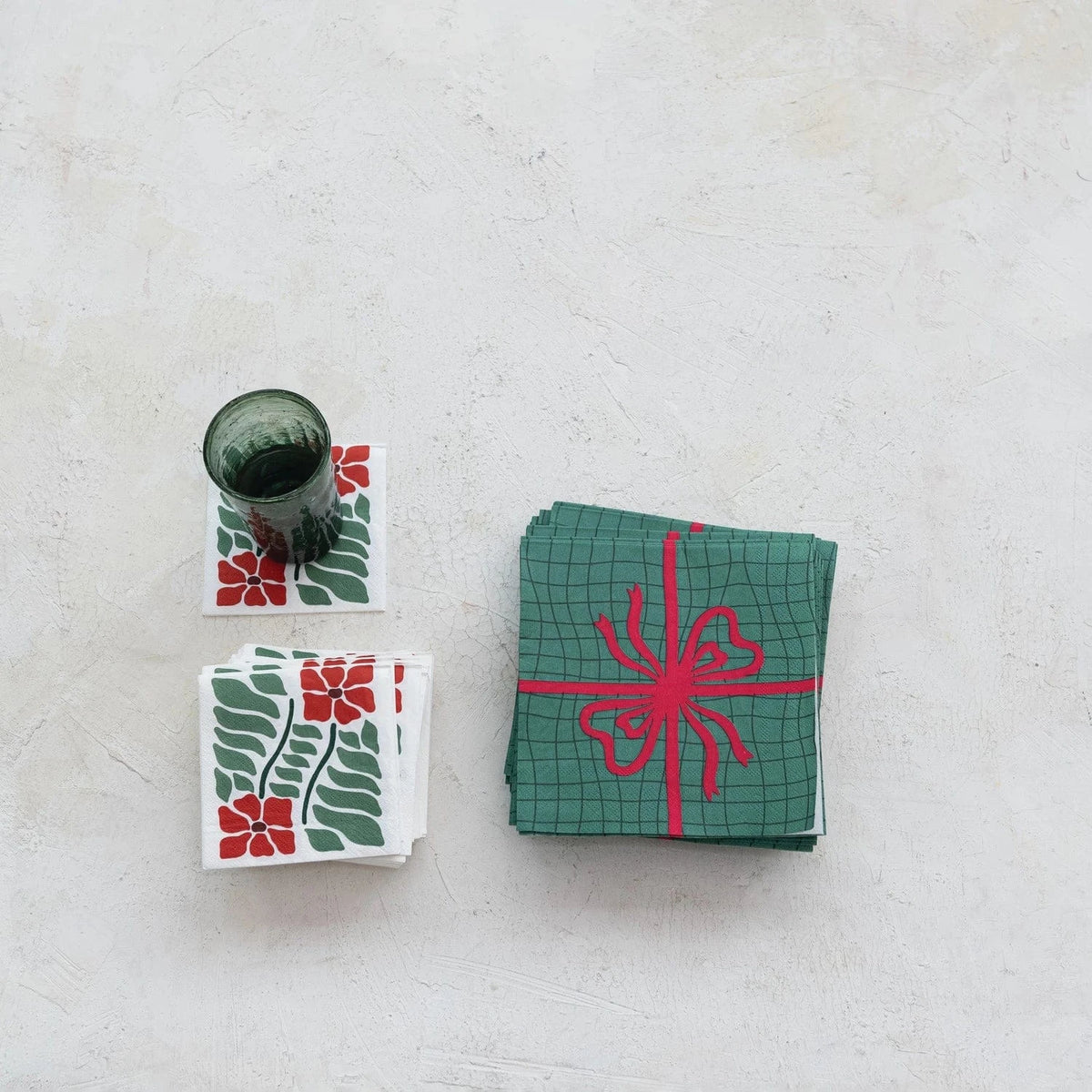 poinsettia cocktail napkins