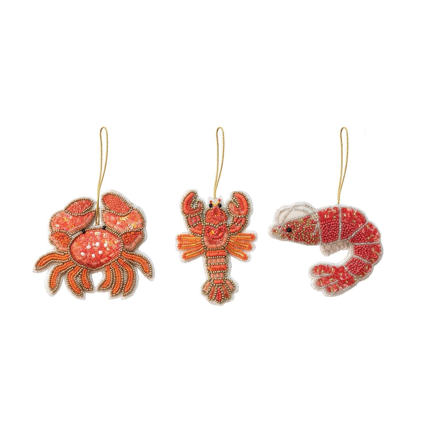 Creative Co-op Handmade Beaded Fabric Crustacean Ornament with Sequins, 3 Styles Available - Little Miss Muffin Children & Home