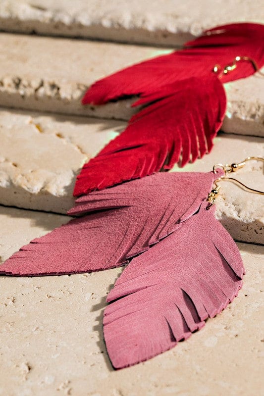 Urbanista Urbanista Leather Leaf Dangle Fishhook Earrings - Little Miss Muffin Children & Home