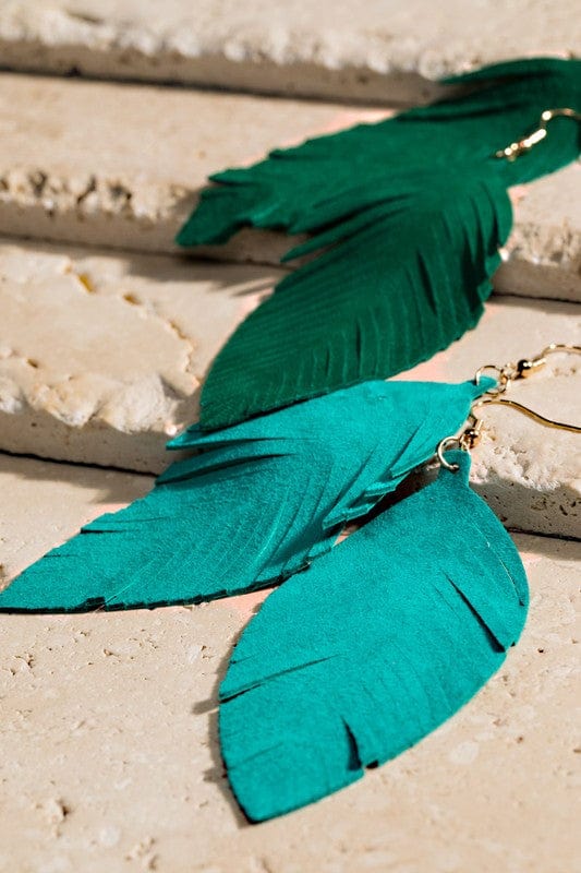 Urbanista Urbanista Leather Leaf Dangle Fishhook Earrings - Little Miss Muffin Children & Home