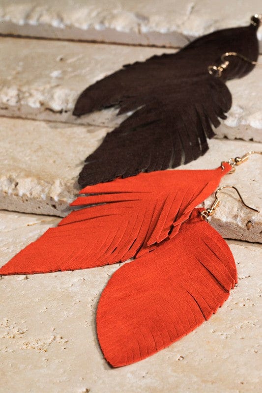 Urbanista Urbanista Leather Leaf Dangle Fishhook Earrings - Little Miss Muffin Children & Home