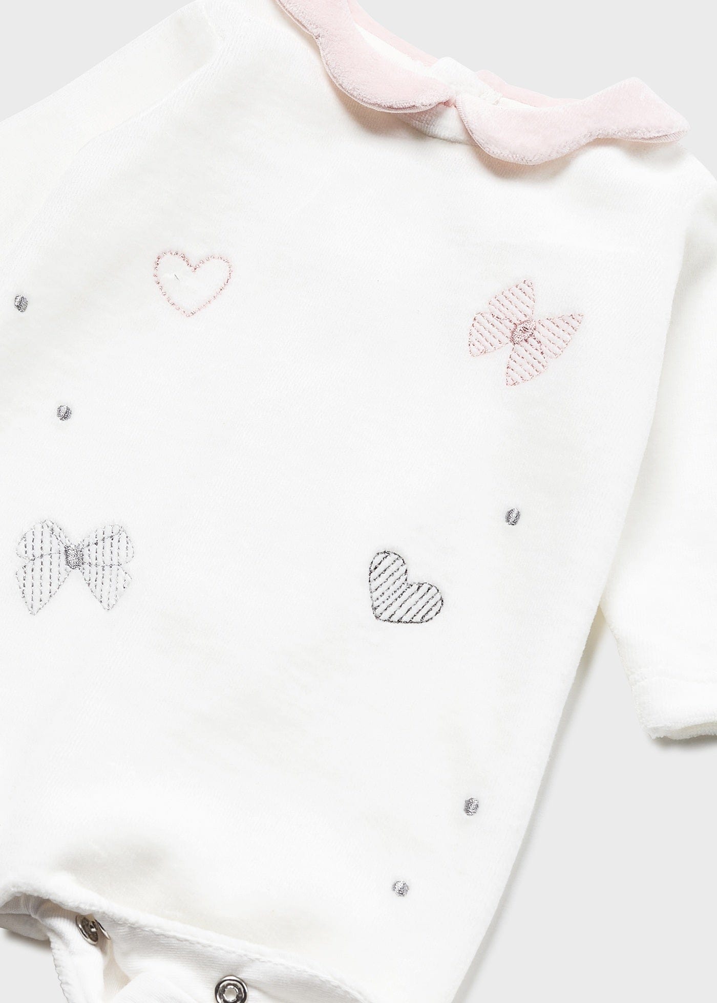 Mayoral Usa Inc Mayoral Velour Bows & Hearts Onesie - Little Miss Muffin Children & Home