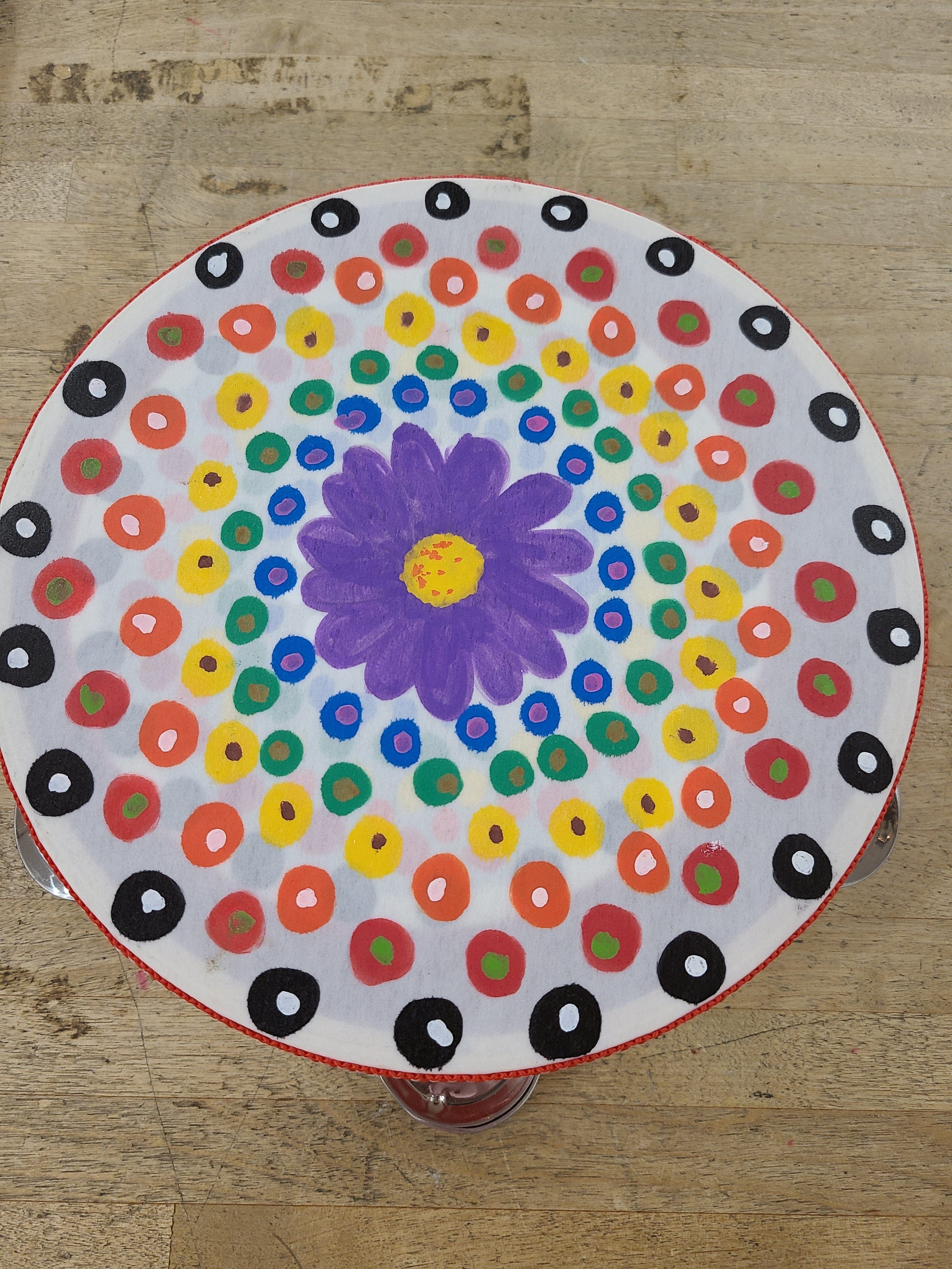 Baobab Tree Designs Baobab Tree Designs Painted 8" Tambourine - Little Miss Muffin Children & Home