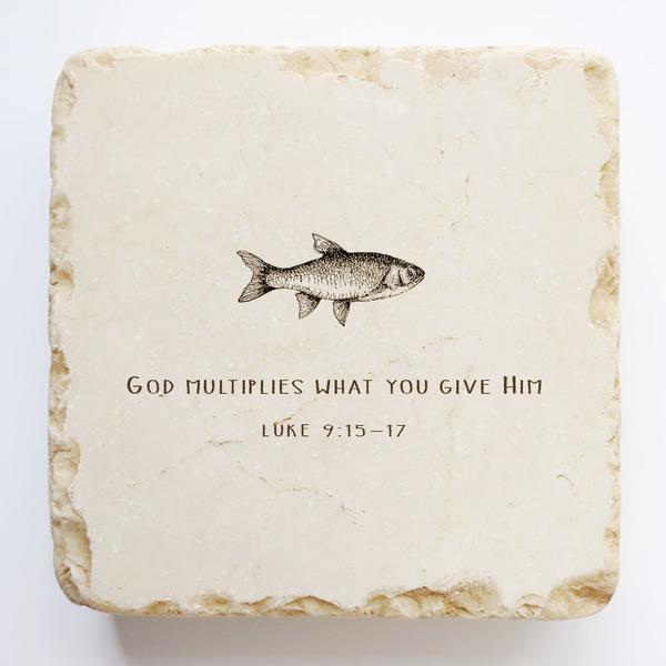 Twelve Stone Art Twelve Stone Art Luke 9:15-17 Small Stone Block - Little Miss Muffin Children & Home