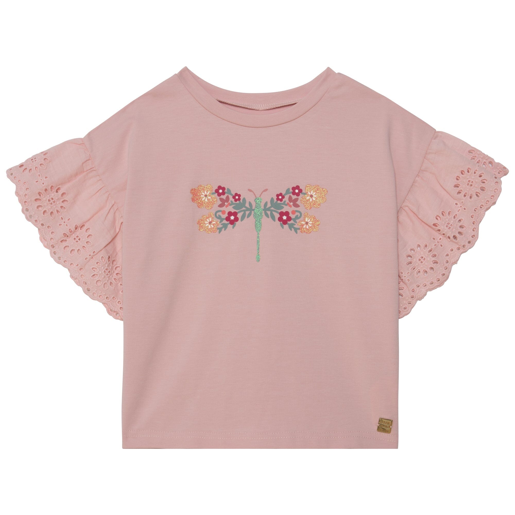 DEUX PAR DEUX Deux Par Deux Top With Eyelet Sleeves & Graphic - Little Miss Muffin Children & Home