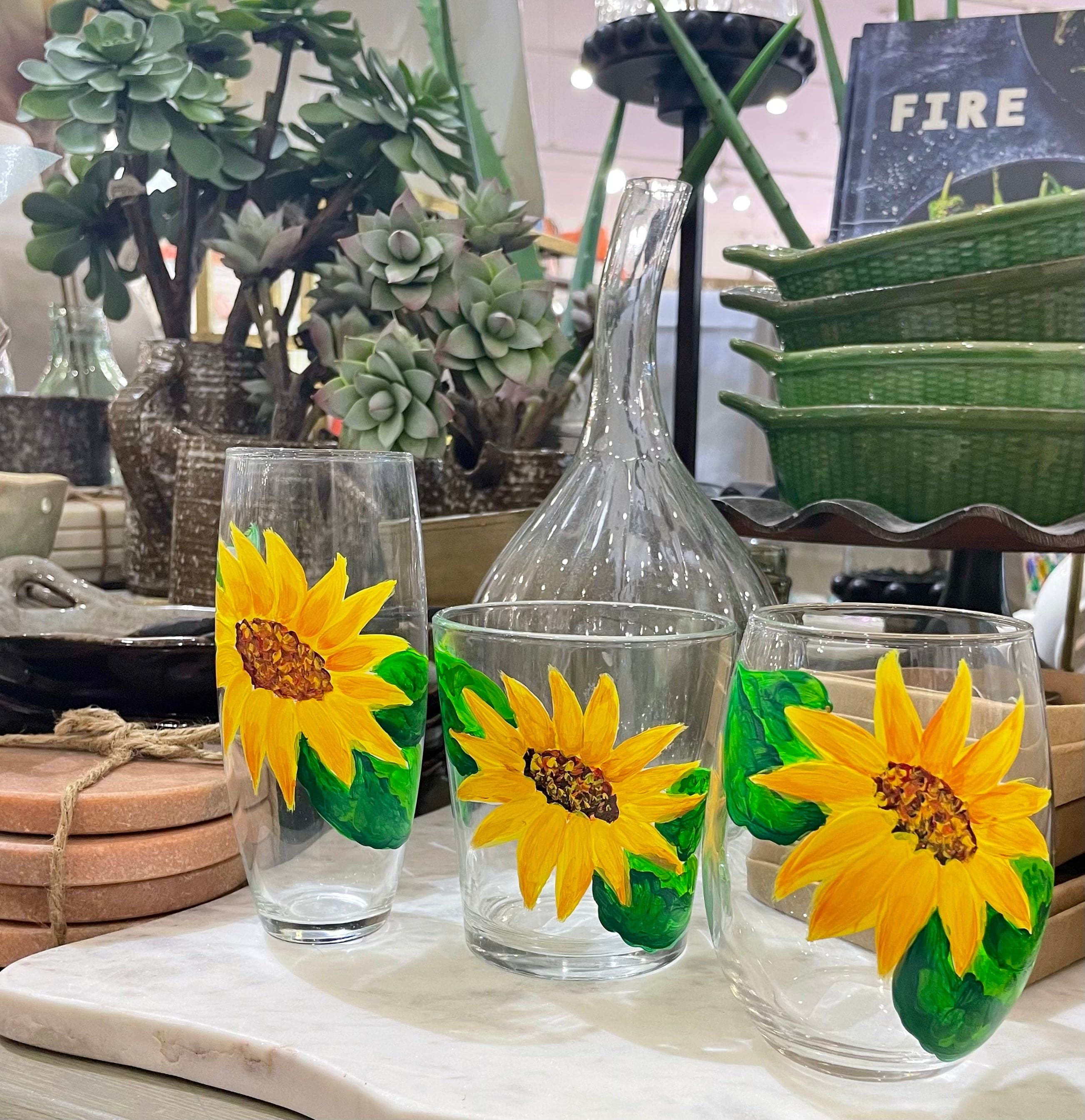 Michelle's Art Box Michelle's Art Box Sunflower Double Old Fashion Glass - Little Miss Muffin Children & Home