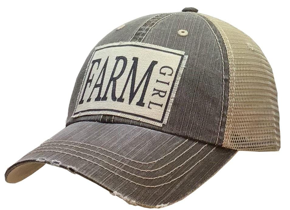 Vintage Life - Vintage Life "Farm Girl" Distressed Trucker Cap in Light Grey - Little Miss Muffin Children & Home