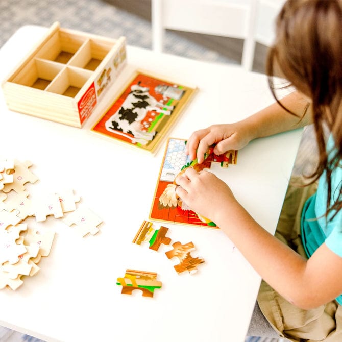 Melissa & Doug Melissa & Doug Farm Animals Jigsaw Puzzles in a Box (12 pcs) - Little Miss Muffin Children & Home