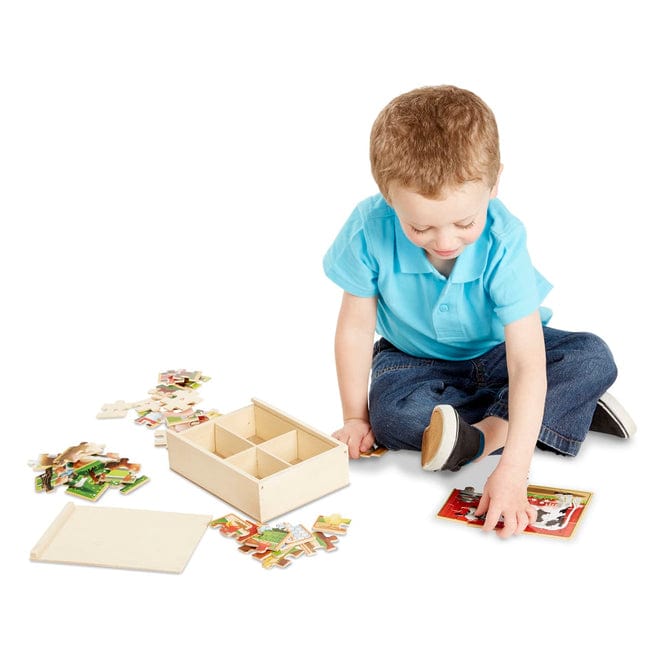 Melissa & Doug Melissa & Doug Farm Animals Jigsaw Puzzles in a Box (12 pcs) - Little Miss Muffin Children & Home