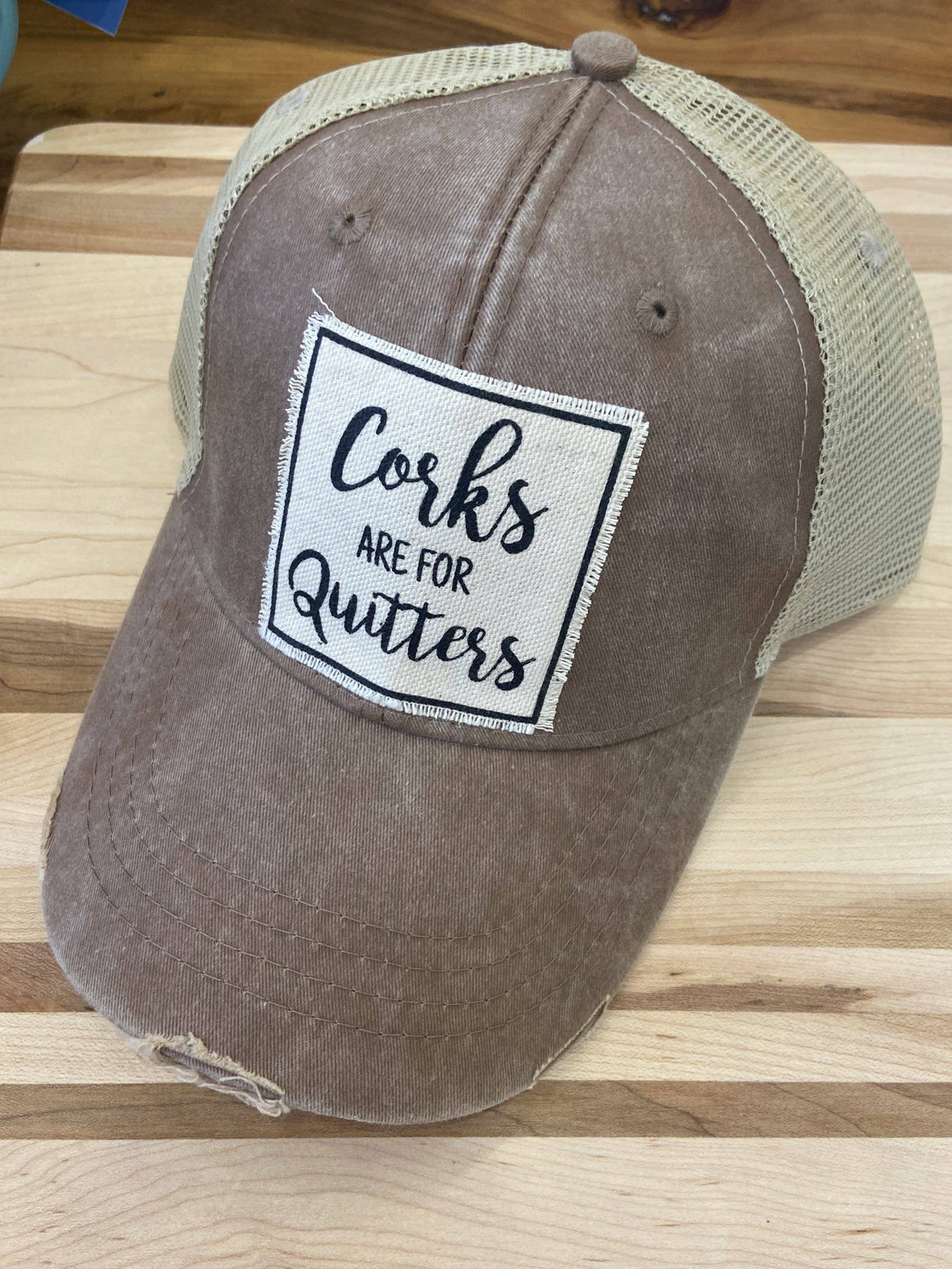 Vintage Life - Vintage Life  "Corks Are For Quitters" Distressed Trucker Cap - Little Miss Muffin Children & Home
