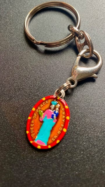 Saints For Sinners Saints For Sinners Our Lady Queen of Peace Hand Painted Medal - Little Miss Muffin Children & Home