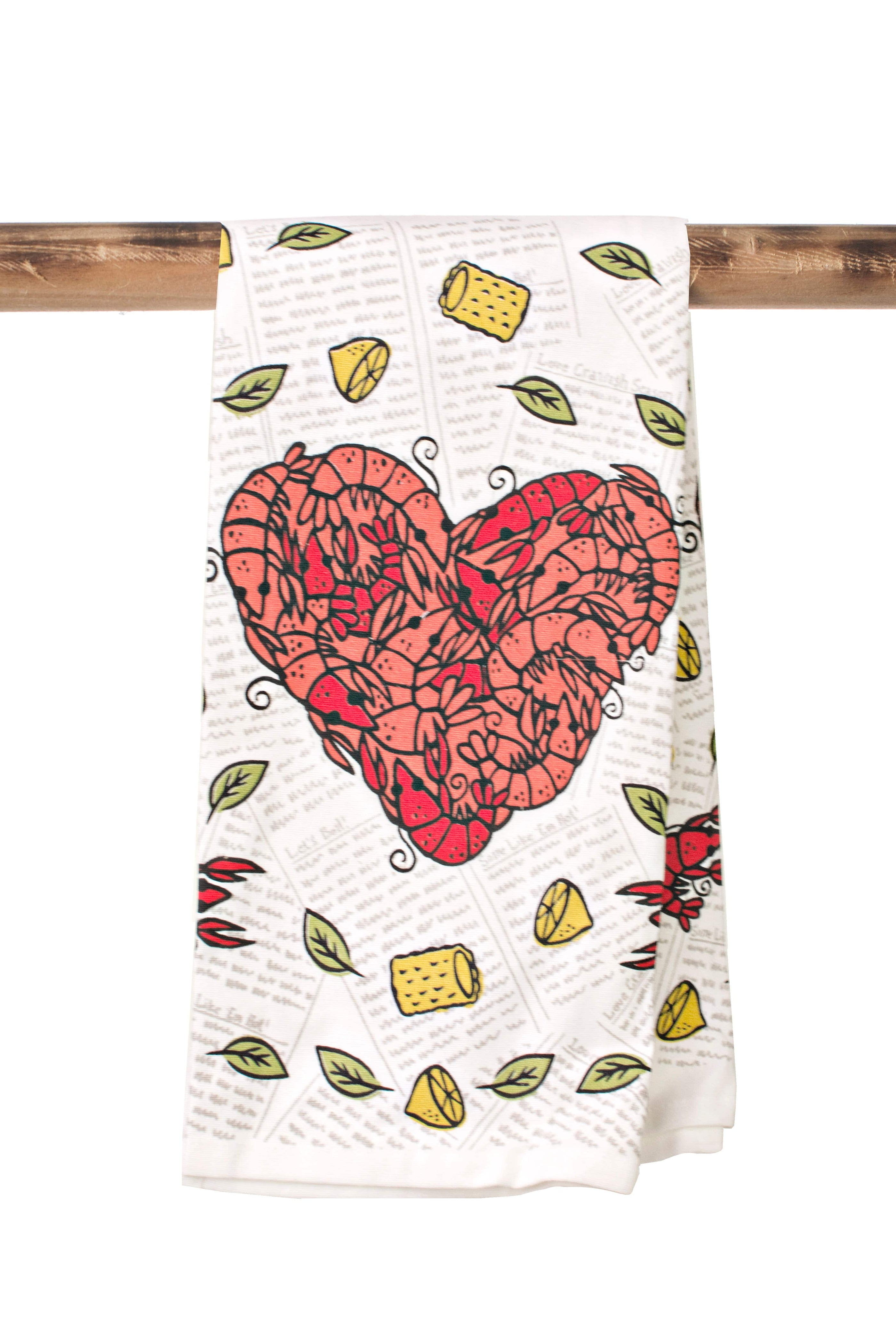 Second Line Ventures The Parish Line Heart Crawfish  Kitchen Towel - Little Miss Muffin Children & Home