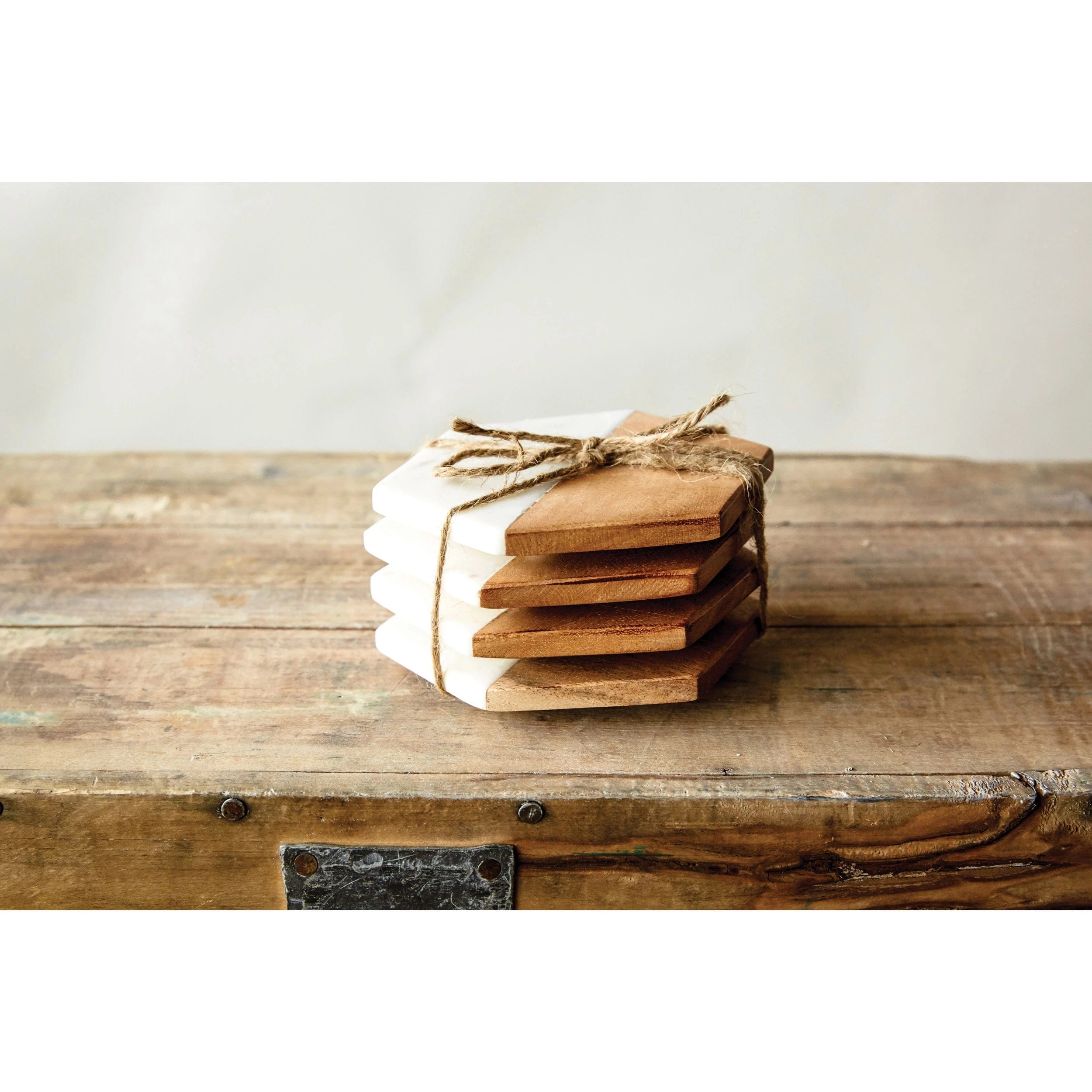 Creative Co-op Creative Co-op Marble & Wood Hexagon Coaster Set - Little Miss Muffin Children & Home