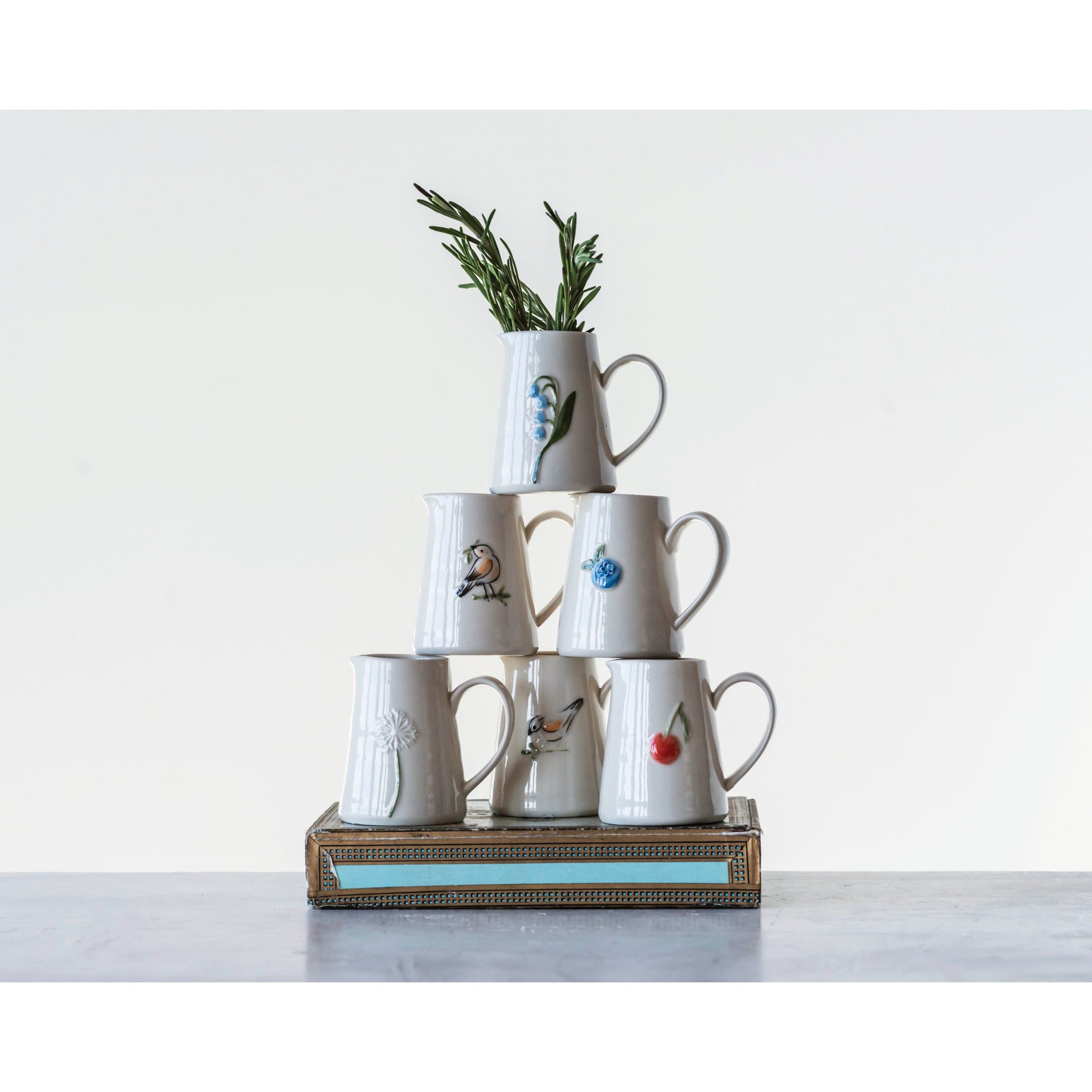 Creative Co-op Creative Co-op Hand-Painted Embossed Creamer 2022 - Little Miss Muffin Children & Home