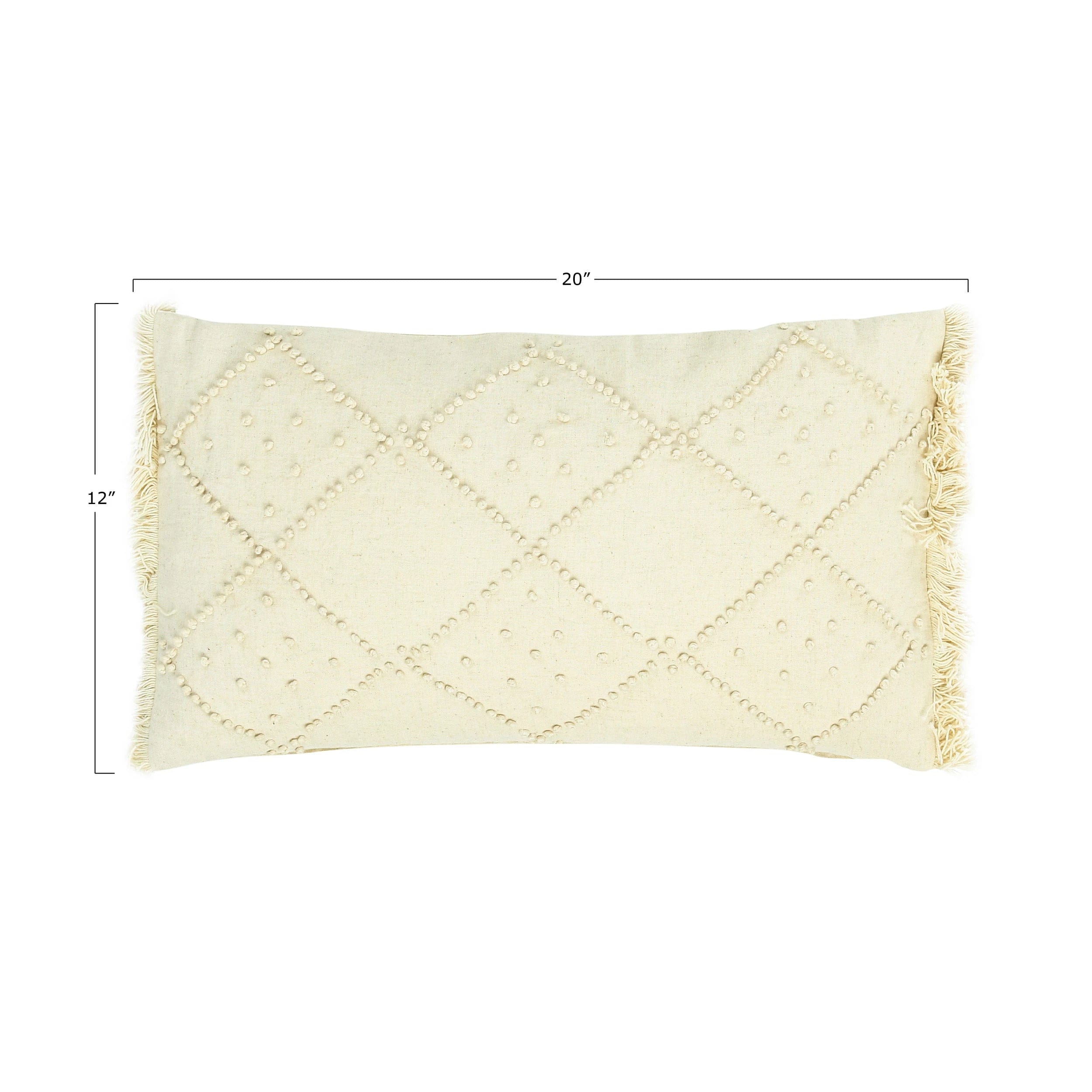 Creative Co-op Creative Co-op Lumbar Pillow with French Knots & Fringe - Little Miss Muffin Children & Home