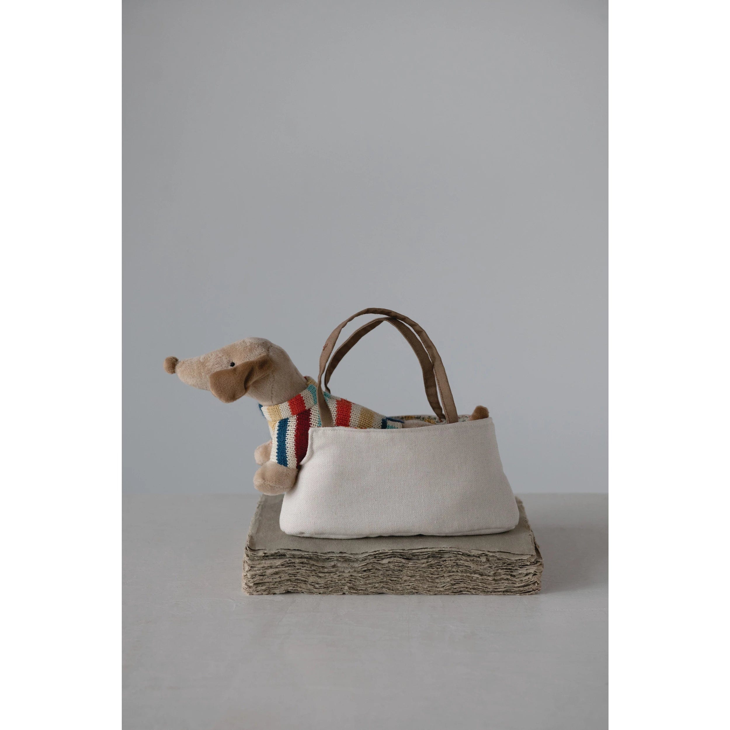Creative Co-op Creative Co-op Cotton Plush Dachshund in Carrier - Little Miss Muffin Children & Home