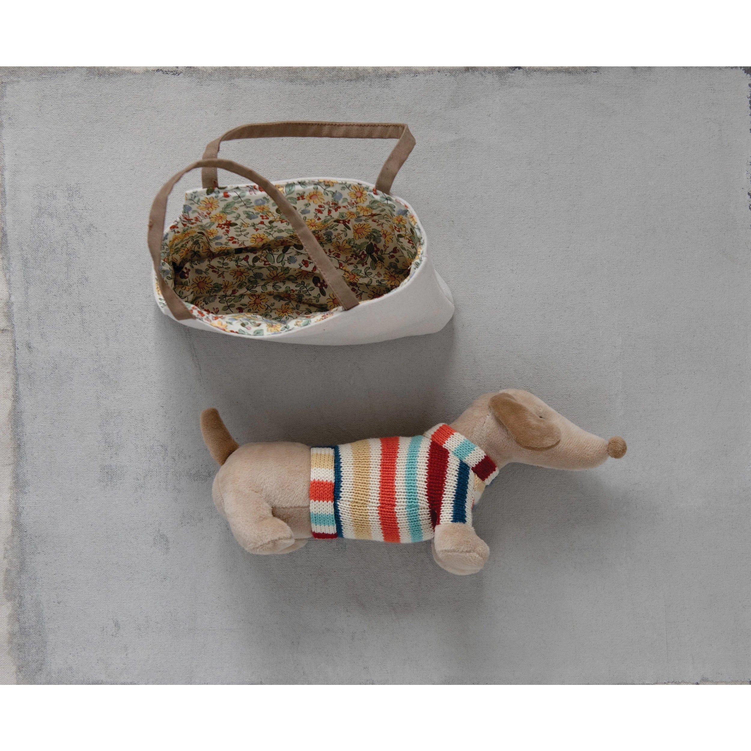 Creative Co-op Creative Co-op Cotton Plush Dachshund in Carrier - Little Miss Muffin Children & Home