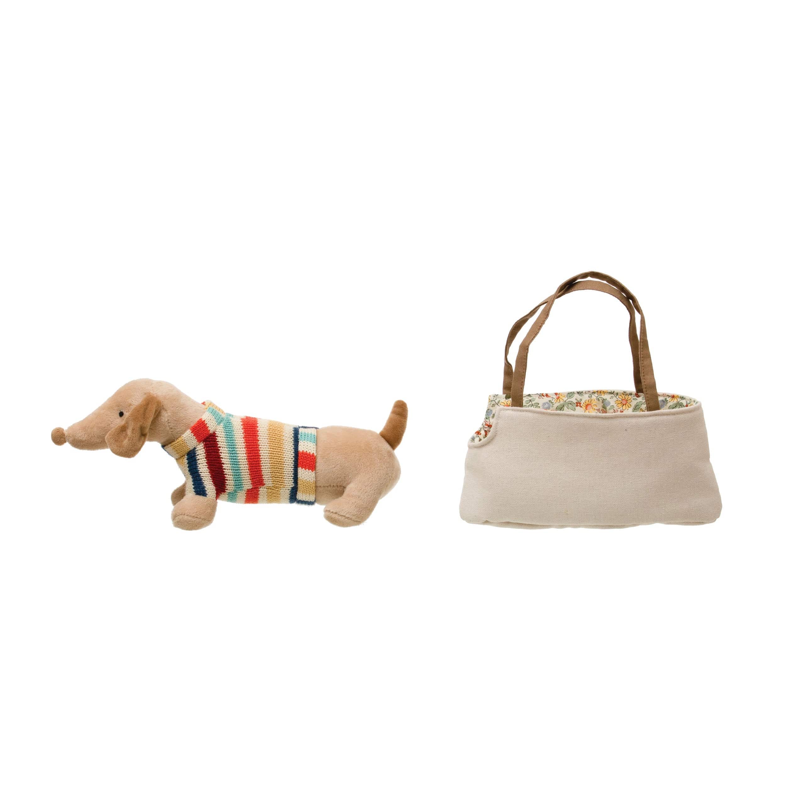 Creative Co-op Creative Co-op Cotton Plush Dachshund in Carrier - Little Miss Muffin Children & Home