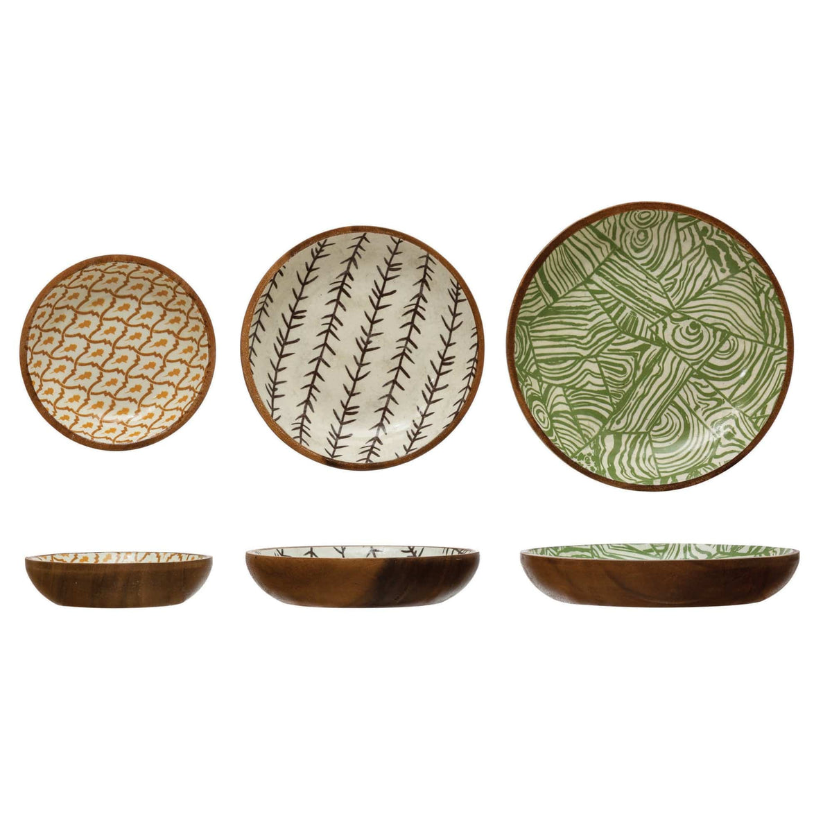 Creative Co-op Creative Co-op Patterned Large Acacia Wood Bowl - Little Miss Muffin Children & Home