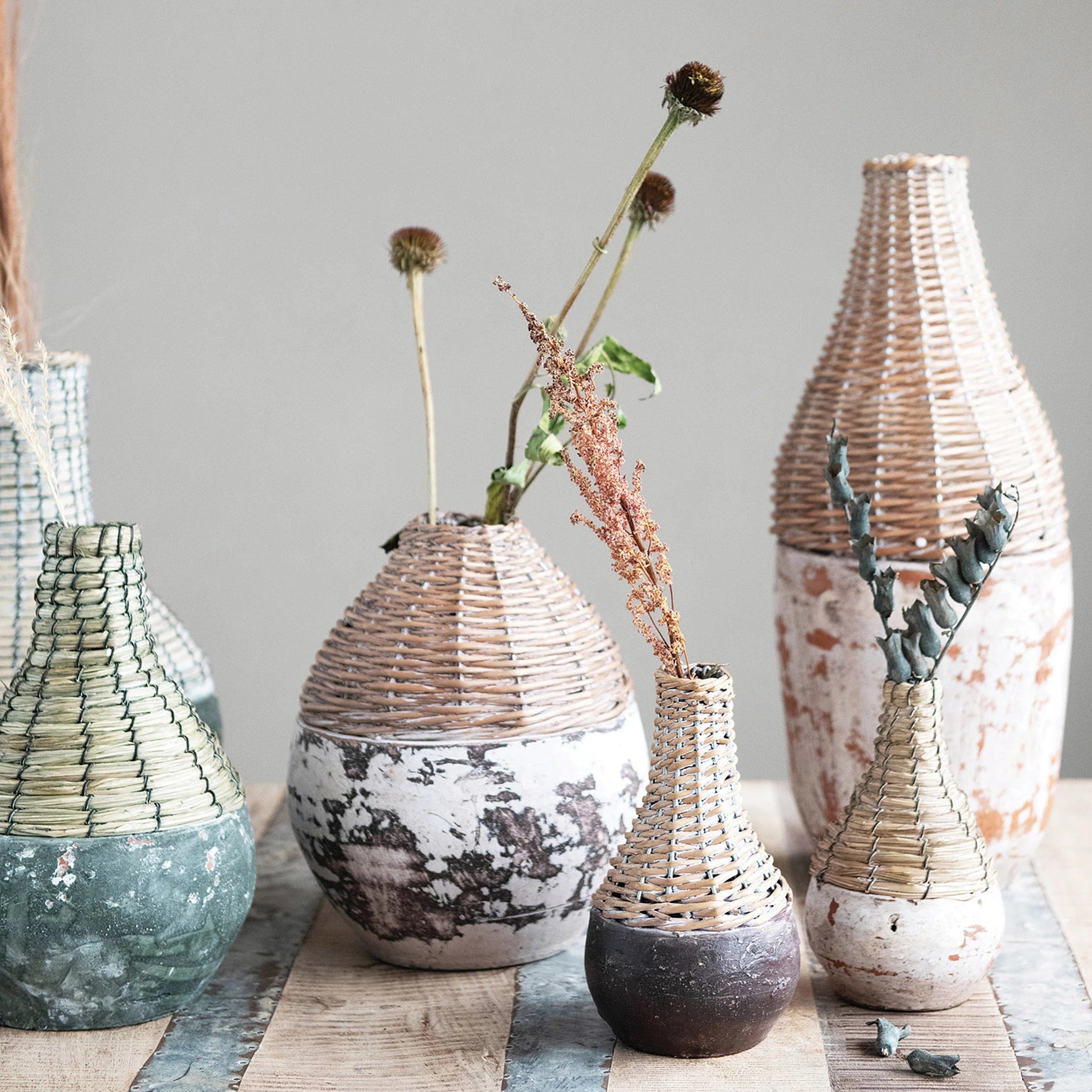 Creative Co-op Creative Co-op Handwoven Rattan & Clay Vase - Little Miss Muffin Children & Home