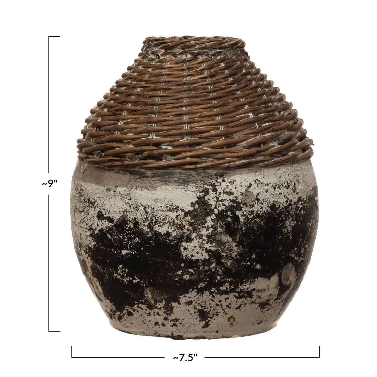 Creative Co-op Creative Co-op Handwoven Rattan & Clay Vase - Little Miss Muffin Children & Home