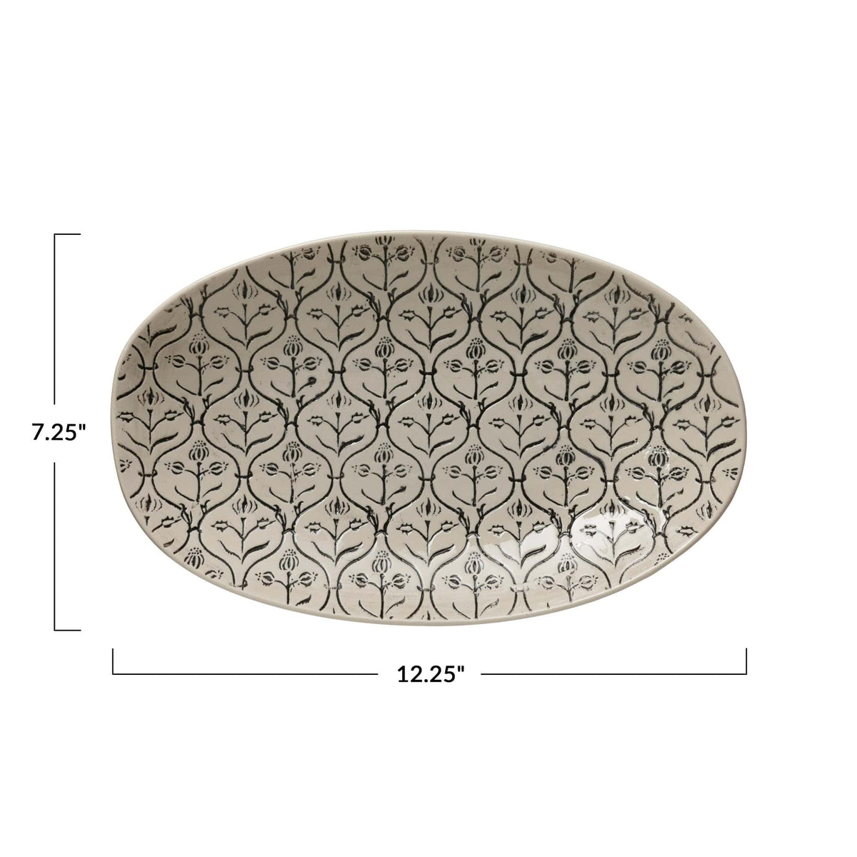 Creative Co-op Creative Co-op Hand-Stamped Patterned Platter - Little Miss Muffin Children & Home