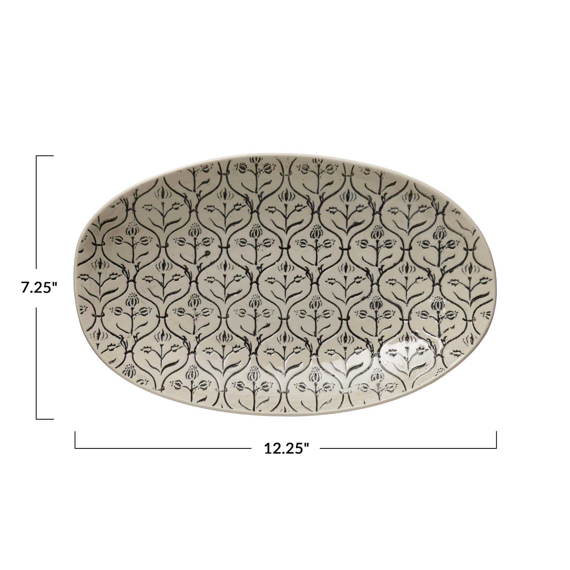 Creative Co-op Creative Co-op Hand-Stamped Patterned Platter - Little Miss Muffin Children & Home