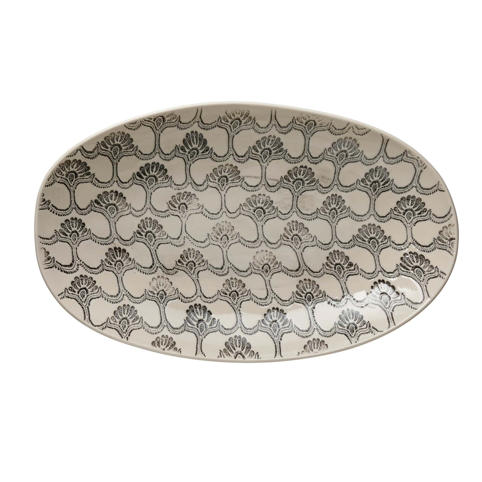 Creative Co-op Creative Co-op Hand-Stamped Patterned Stoneware Serving Bowl - Little Miss Muffin Children & Home