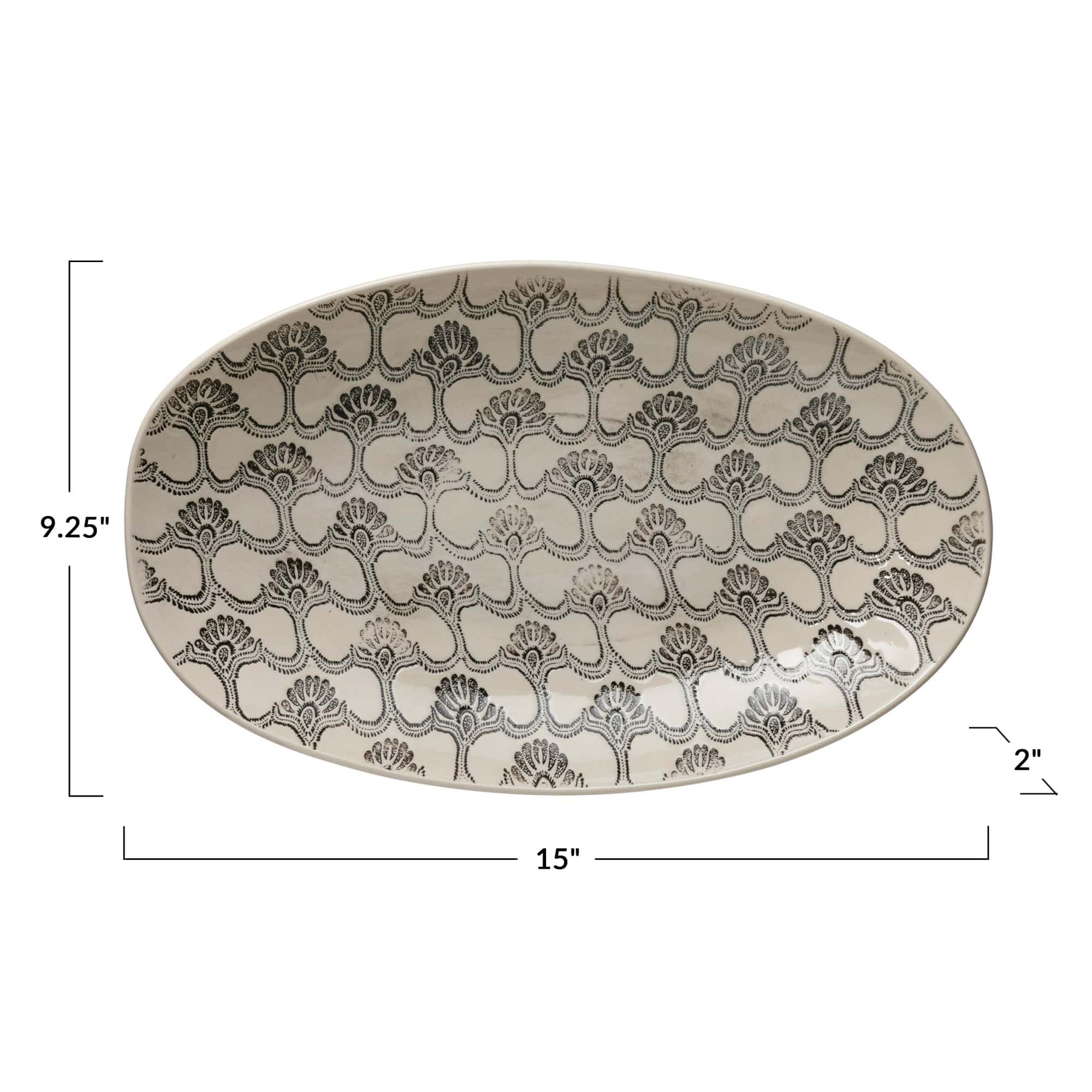 Creative Co-op Creative Co-op Hand-Stamped Patterned Stoneware Serving Bowl - Little Miss Muffin Children & Home