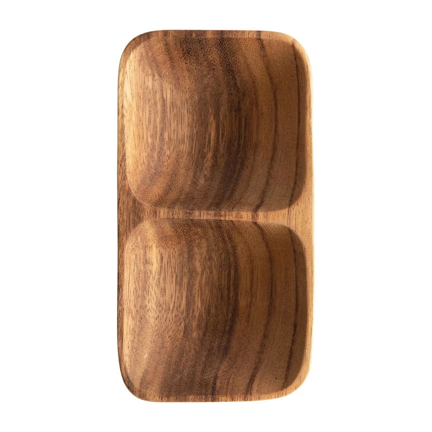 CCO - Creative Co-op Creative Co-op Acacia Wood Tray with 2 Sections - Little Miss Muffin Children & Home