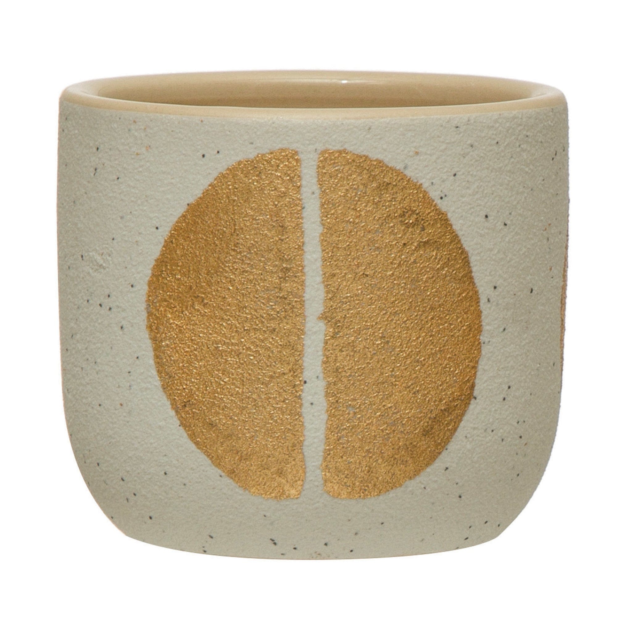 Creative Co-Op Creative Co-op Hand-Painted Stoneware Planter with Gold Design - Little Miss Muffin Children & Home