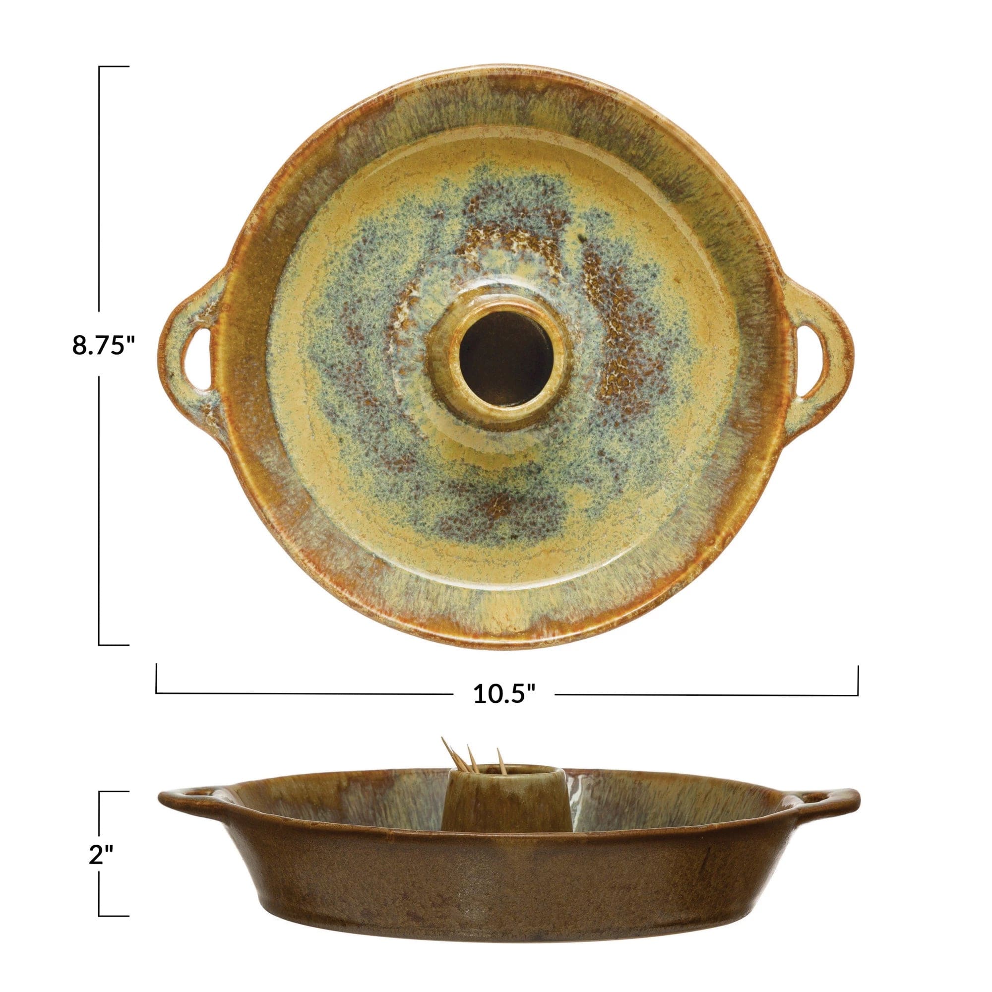 Creative Co-op Creative Co-op Stoneware Dish with Toothpick Holder - Little Miss Muffin Children & Home