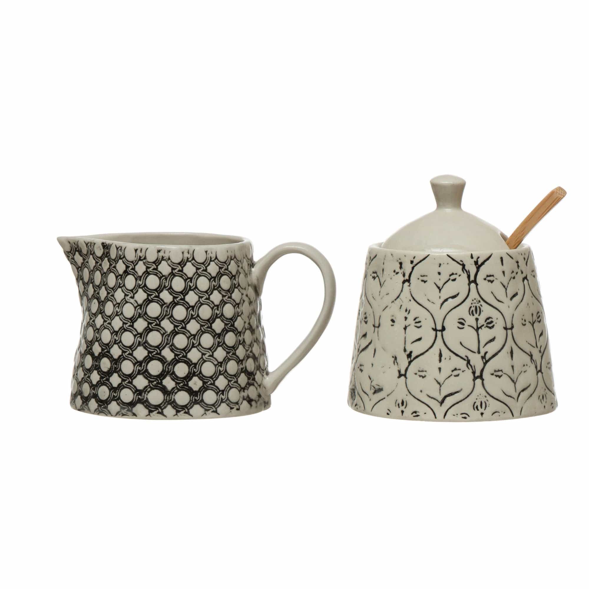 Creative Co-op Creative Co-op Creamer, Sugar Jar with Lid, & Spoon - Little Miss Muffin Children & Home