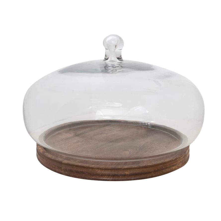 Creative Co-op Creative Co-op Glass Cloche with Wood Base, Set of 2 - Little Miss Muffin Children & Home