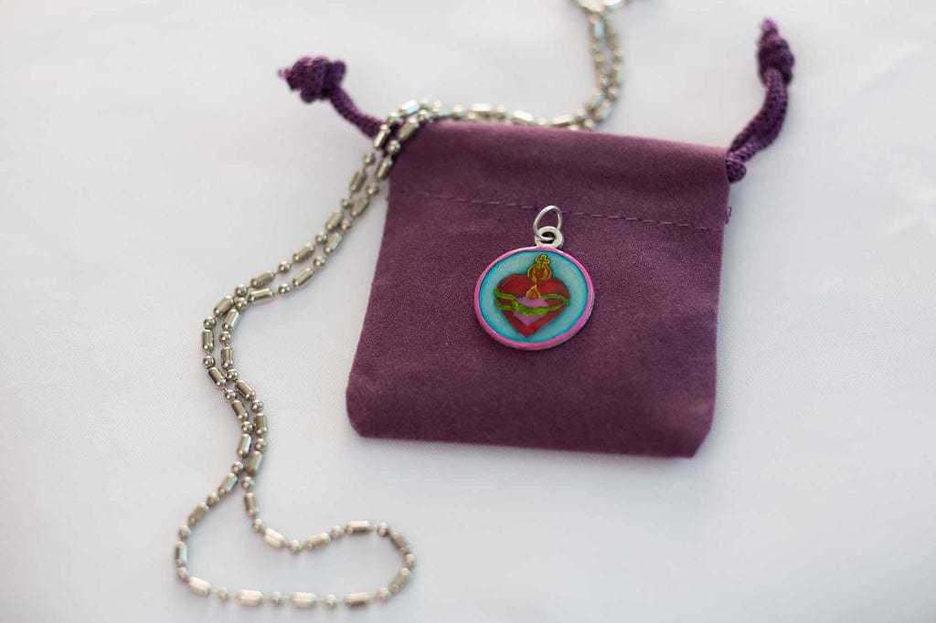 SAINTS FOR SINNERS Saints for Sinners United Hearts Jesus Mary Hand Painted Medal - Little Miss Muffin Children & Home